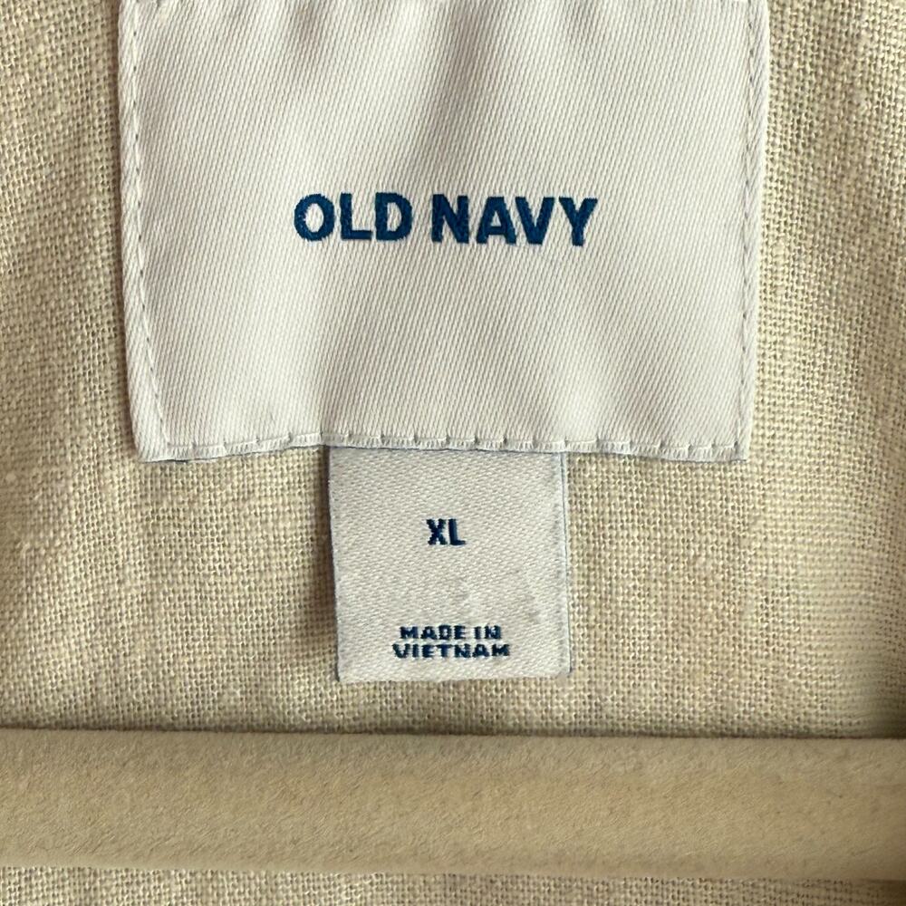 Old Navy Women’s XL Utility Jacket Beige Linen Blend Zip Front Drawstring Waist - Picture 6 of 7